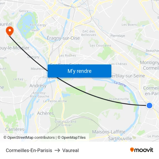 Cormeilles-En-Parisis to Vaureal map
