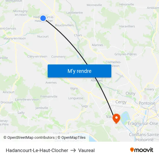 Hadancourt-Le-Haut-Clocher to Vaureal map