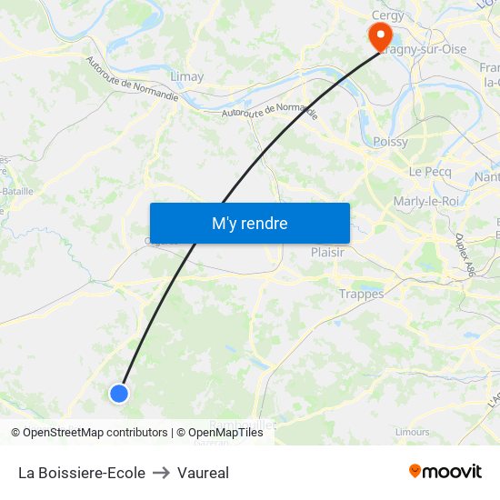 La Boissiere-Ecole to Vaureal map