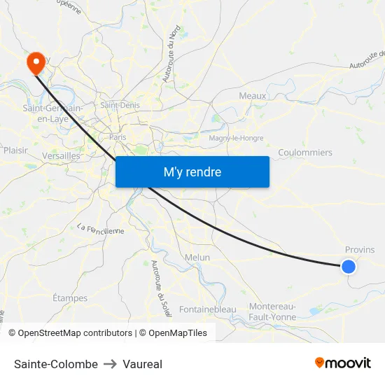 Sainte-Colombe to Vaureal map