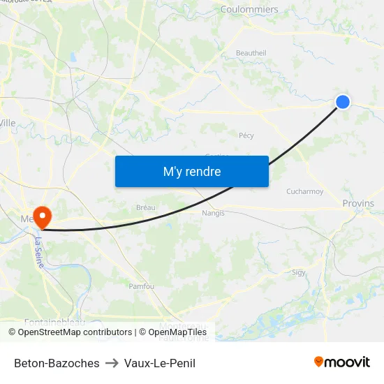 Beton-Bazoches to Vaux-Le-Penil map