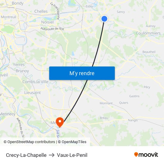Crecy-La-Chapelle to Vaux-Le-Penil map