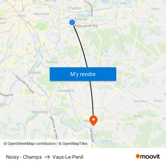 Noisy - Champs to Vaux-Le-Penil map