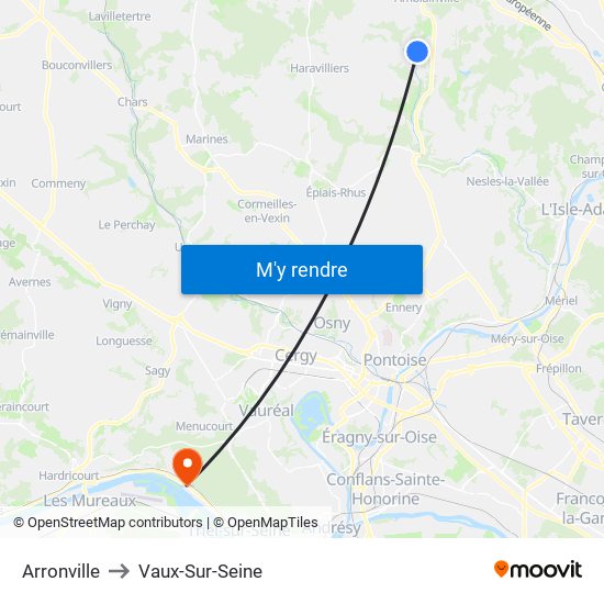 Arronville to Vaux-Sur-Seine map