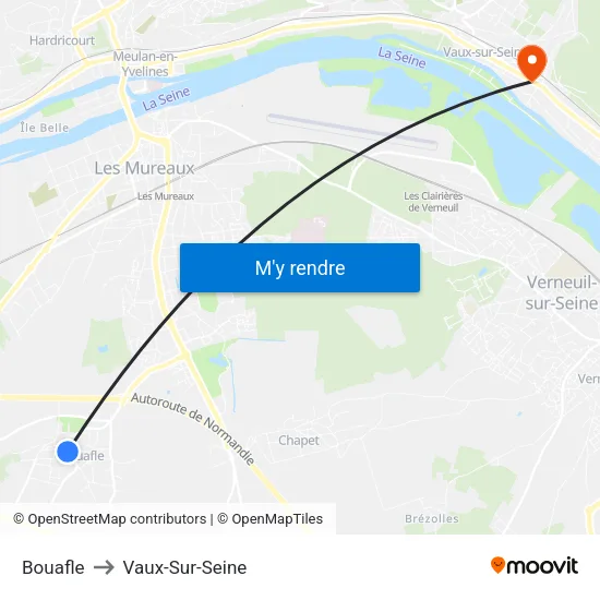 Bouafle to Vaux-Sur-Seine map