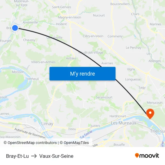 Bray-Et-Lu to Vaux-Sur-Seine map