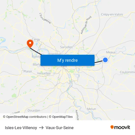 Isles-Les-Villenoy to Vaux-Sur-Seine map