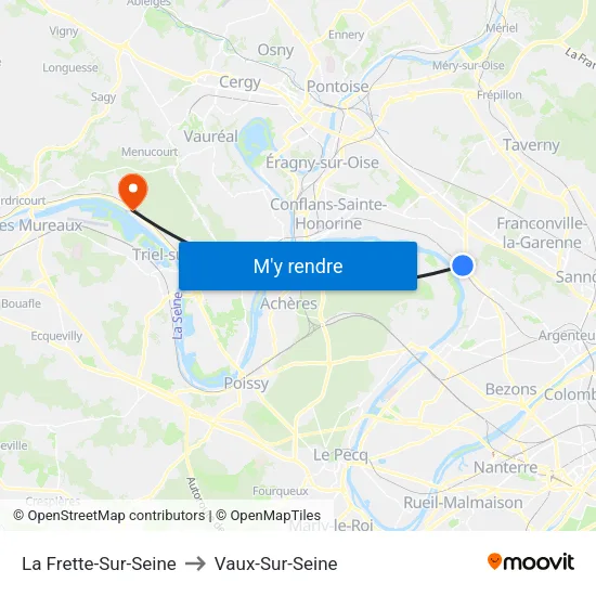 La Frette-Sur-Seine to Vaux-Sur-Seine map