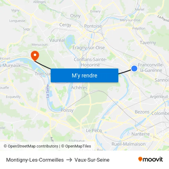 Montigny-Les-Cormeilles to Vaux-Sur-Seine map