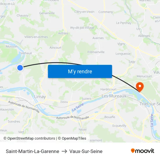 Saint-Martin-La-Garenne to Vaux-Sur-Seine map