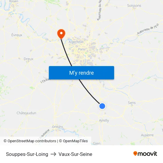 Souppes-Sur-Loing to Vaux-Sur-Seine map