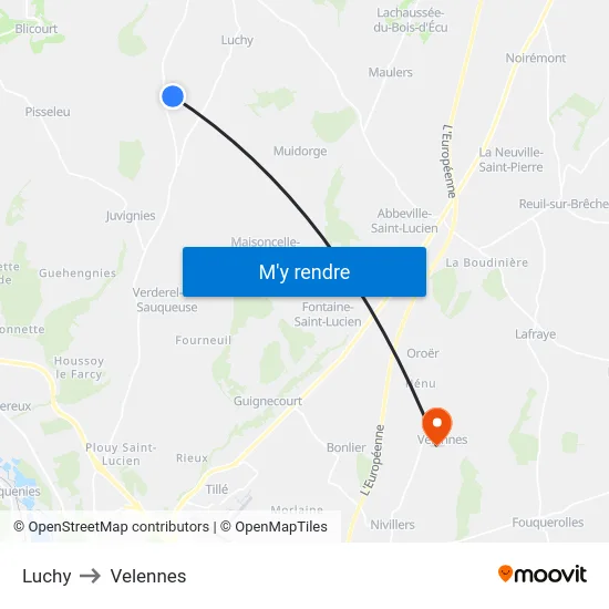 Luchy to Velennes map