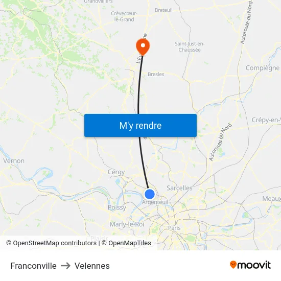 Franconville to Velennes map