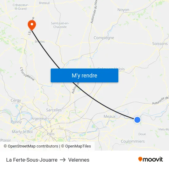 La Ferte-Sous-Jouarre to Velennes map