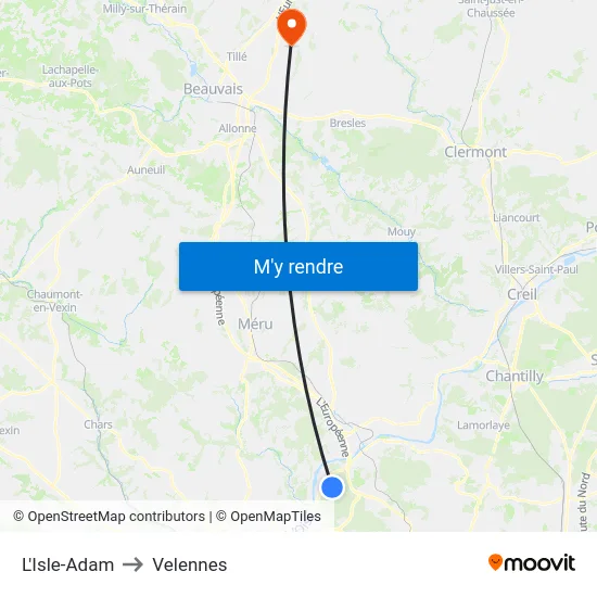 L'Isle-Adam to Velennes map