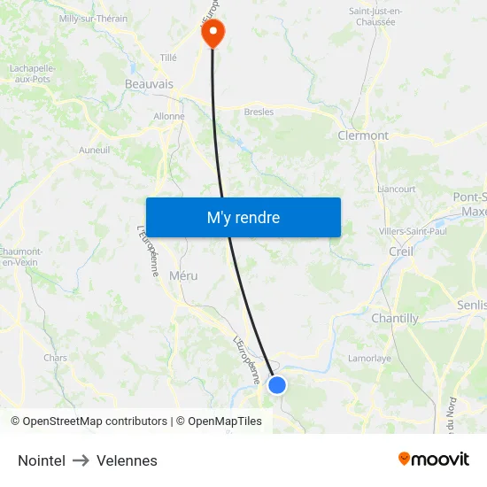 Nointel to Velennes map