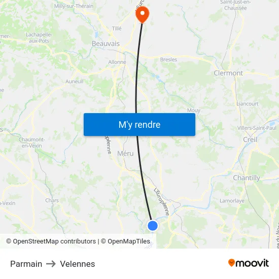 Parmain to Velennes map