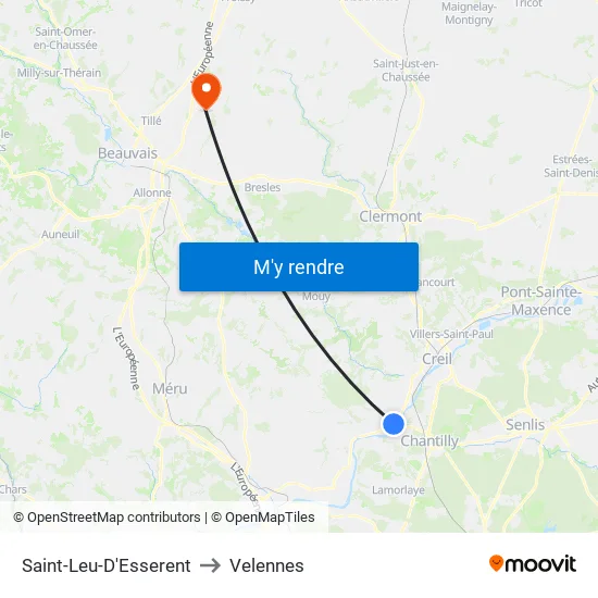 Saint-Leu-D'Esserent to Velennes map