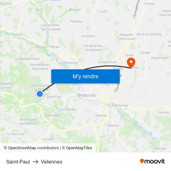 Saint-Paul to Velennes map