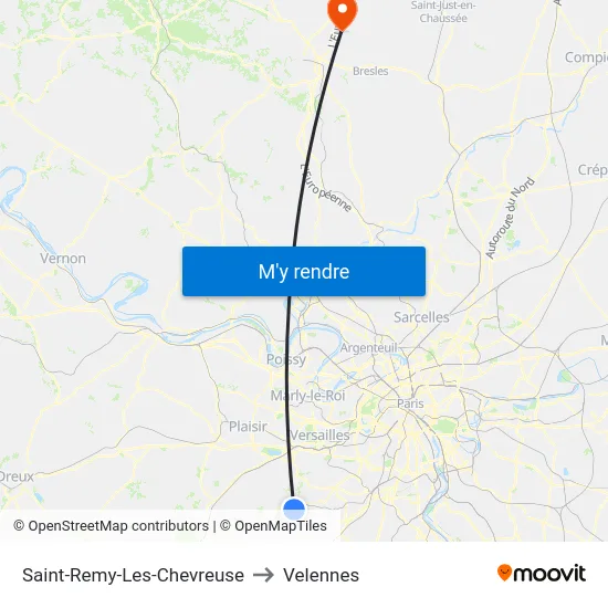 Saint-Remy-Les-Chevreuse to Velennes map