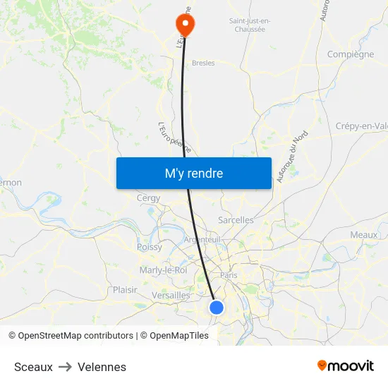Sceaux to Velennes map