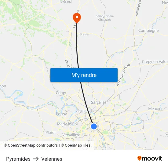 Pyramides to Velennes map