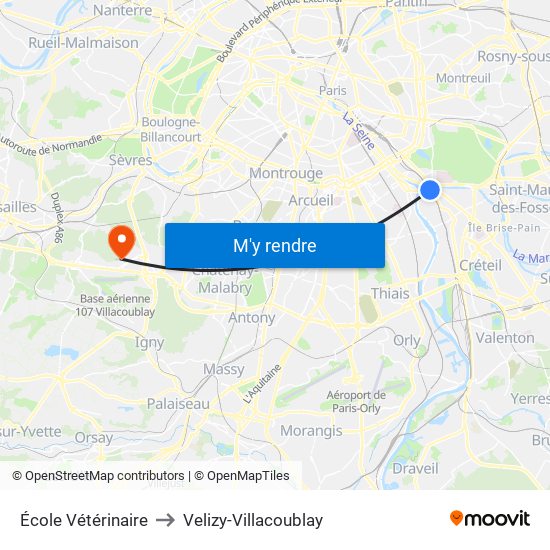 École Vétérinaire to Velizy-Villacoublay map