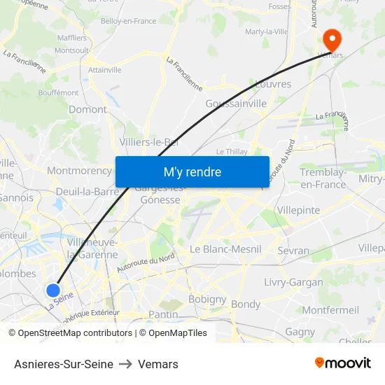 Asnieres-Sur-Seine to Vemars map
