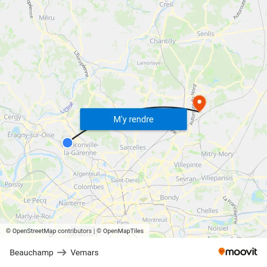 Beauchamp to Vemars map