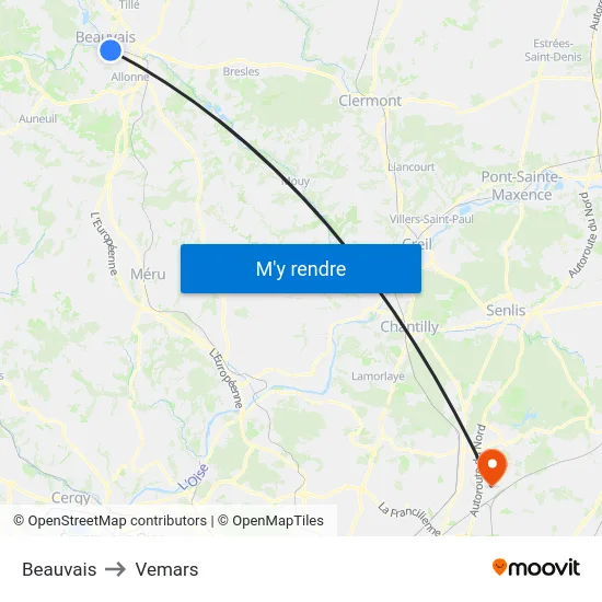 Beauvais to Vemars map