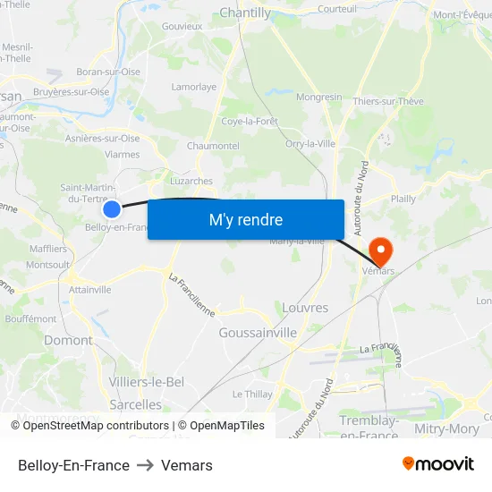 Belloy-En-France to Vemars map