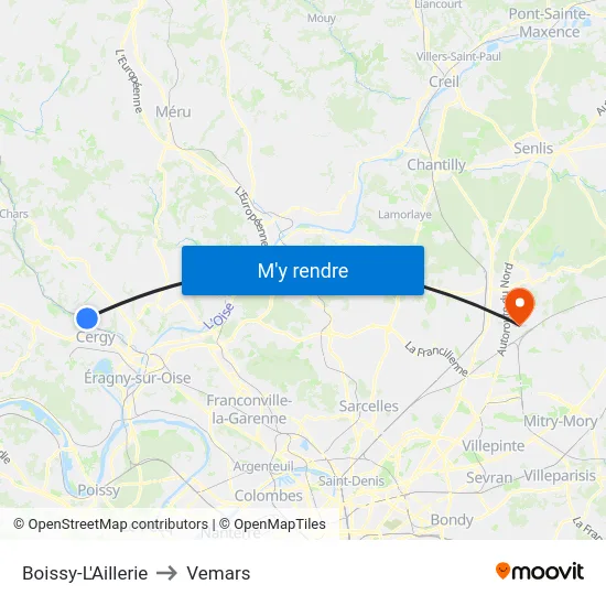 Boissy-L'Aillerie to Vemars map