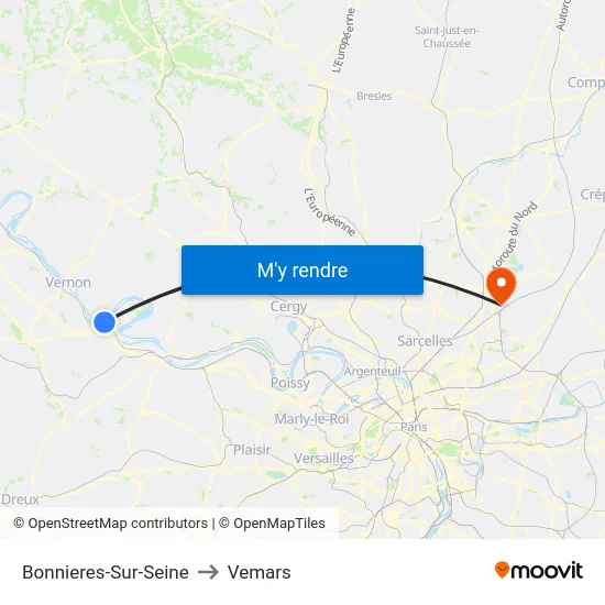 Bonnieres-Sur-Seine to Vemars map