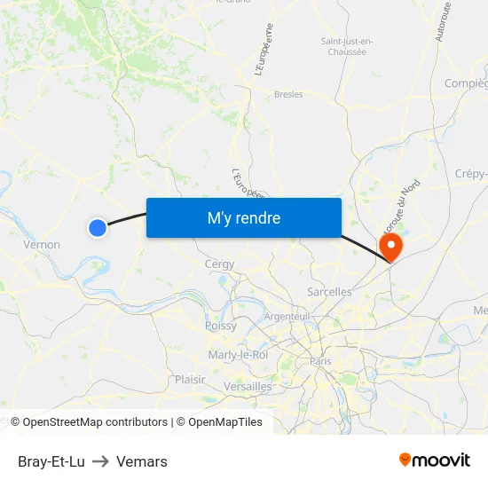 Bray-Et-Lu to Vemars map
