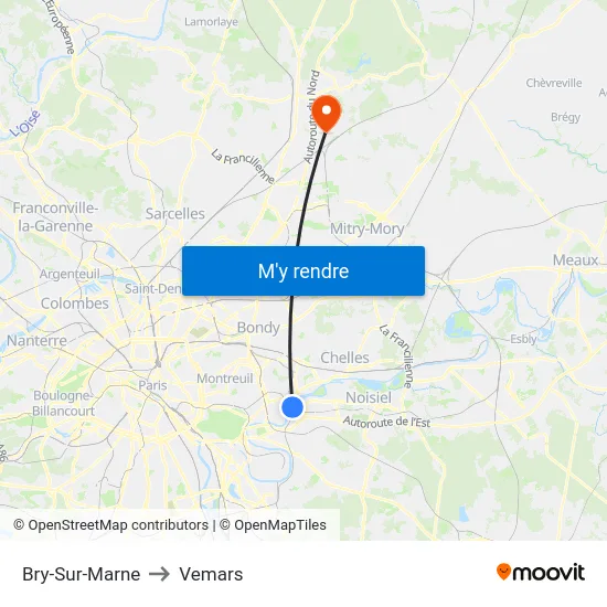 Bry-Sur-Marne to Vemars map