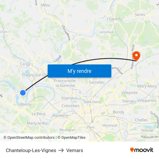Chanteloup-Les-Vignes to Vemars map