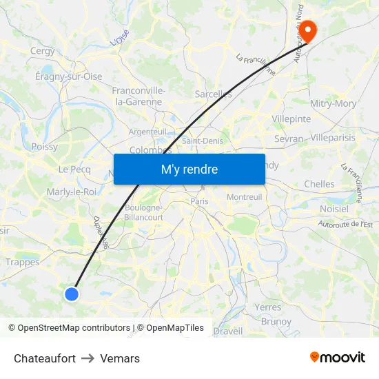 Chateaufort to Vemars map