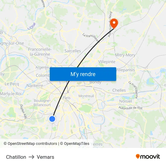 Chatillon to Vemars map