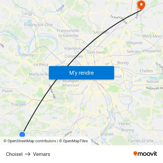 Choisel to Vemars map