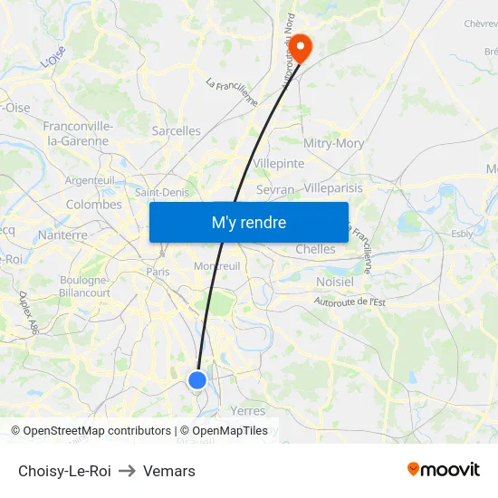 Choisy-Le-Roi to Vemars map