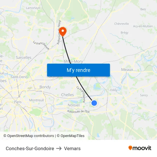 Conches-Sur-Gondoire to Vemars map