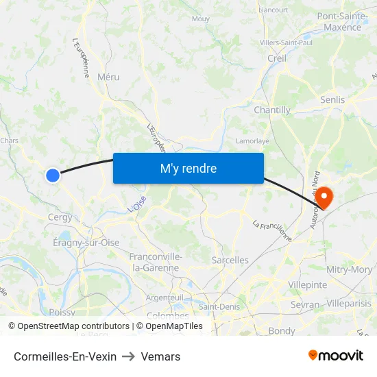 Cormeilles-En-Vexin to Vemars map