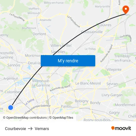 Courbevoie to Vemars map