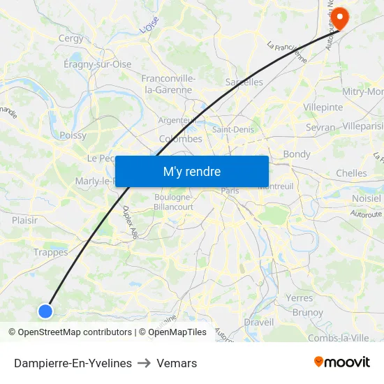 Dampierre-En-Yvelines to Vemars map