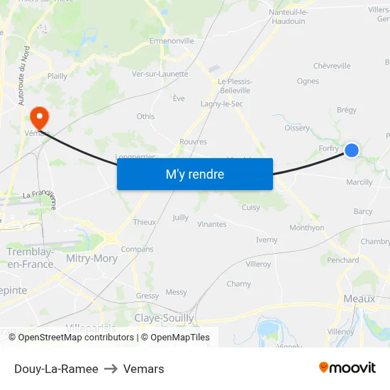 Douy-La-Ramee to Vemars map