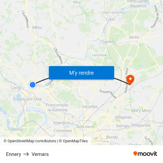 Ennery to Vemars map