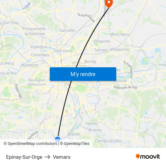 Epinay-Sur-Orge to Vemars map