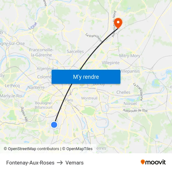 Fontenay-Aux-Roses to Vemars map