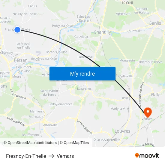 Fresnoy-En-Thelle to Vemars map