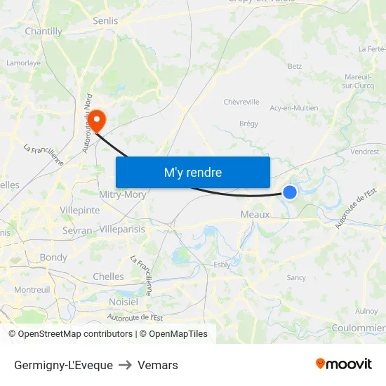Germigny-L'Eveque to Vemars map
